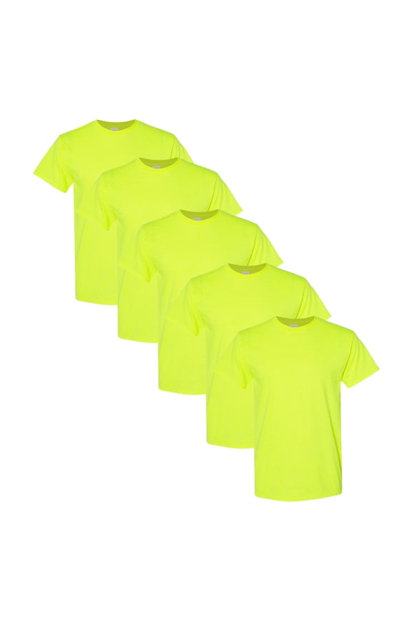 High Visibility Safety T-Shirts | Gildan Heavy Cotton Hi Vis T-Shirt for Comfortable Working Experience - Safety Green | S Size - 5 Pack
