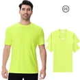 thumbnail image 1 of High Visibility Safety T-Shirts for Work | Short Sleeve Hi Vis Safety Neon Green T-Shirt for Workout Running Safety Tee, Lightweight 5.1oz 100% Polyester, Size L, Pack of 2, 1 of 5