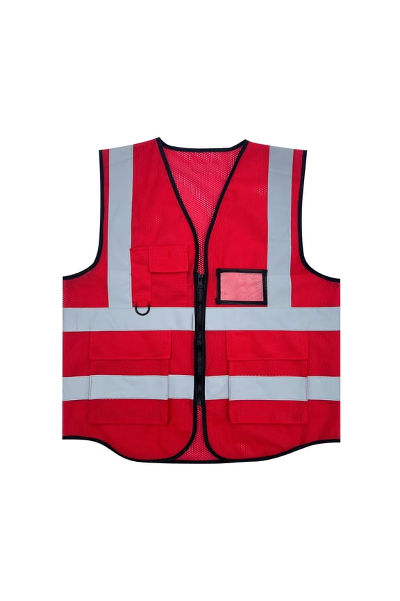 High Visibility Safety Vest for Men Women Sleeveless Reflective Strips T-Shirts Mesh Hi Vis Full zip Class 2 Shirt with Pockets
