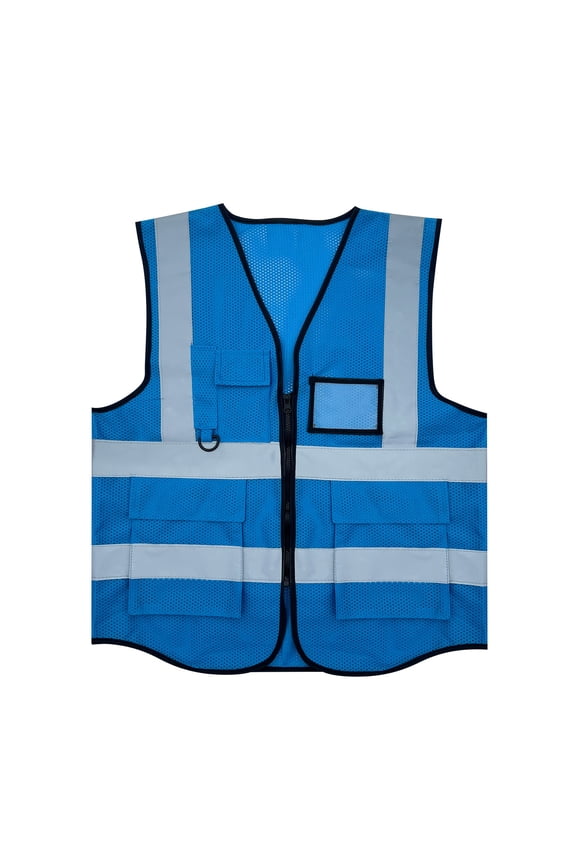 High Visibility Safety Vest for Men Women Sleeveless Reflective Strips T-Shirts Mesh Hi Vis Full zip Class 2 Shirt with Pockets