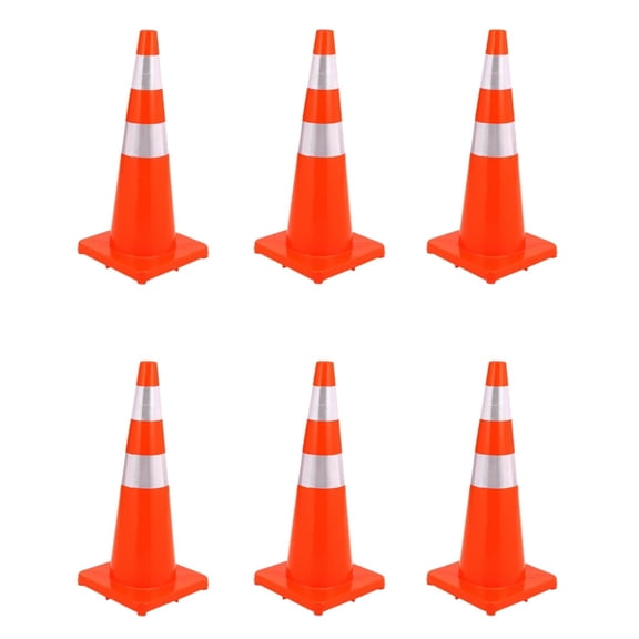 OUTWIND Safety Visitor Cone Set High Visibility Reflective Collars Heavy Duty PVC Orange 6 Pieces 28 Inch