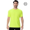 thumbnail image 1 of High Visibility Safety Work T-Shirt for Men, Moisture Wicking Hi-Vis Short Sleeve Work Tee, Neon Green, 100% Polyester, S, 1 of 5