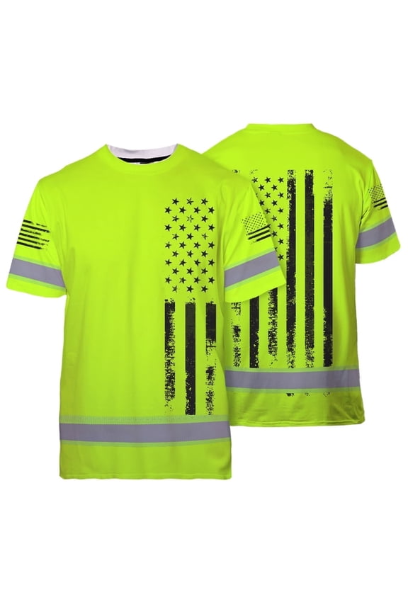 High Visibility Shirt Reflective Tapes US Flag for Workers, Runners, Truckers, Patriotic-2XL