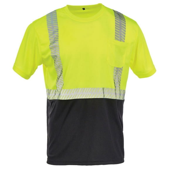 High Visibility Shirt, Short Sleeve, Pocket, Class 2, Lime, 2XL, SAFEGEAR