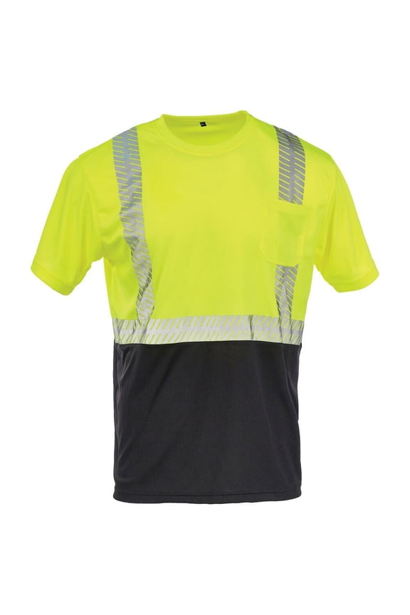High Visibility Shirt, Short Sleeve, Pocket, Class 2, Lime, XL, SAFEGEAR