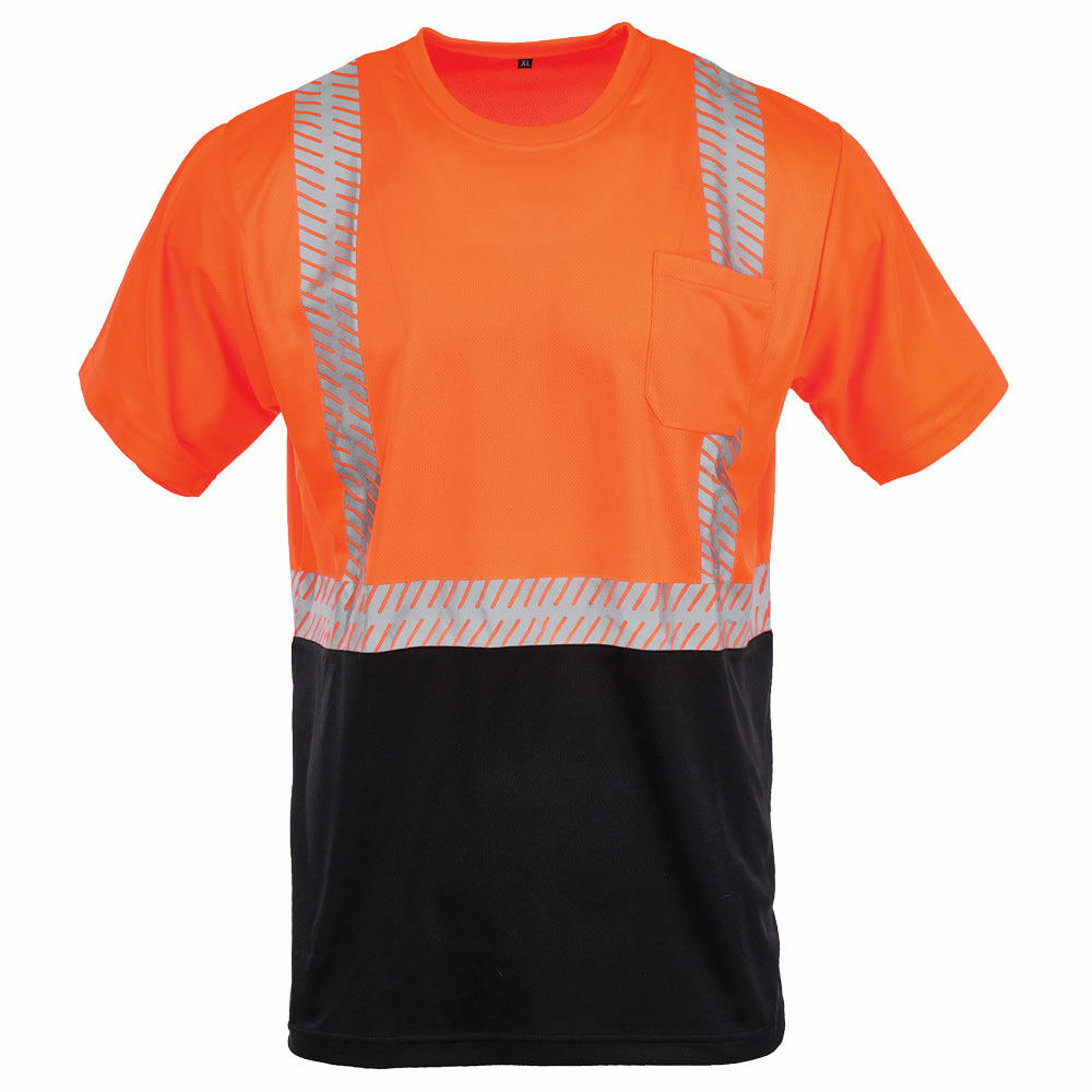 High Visibility Shirt, Short Sleeve, Pocket, Class 2, Orange, 3XL, SAFEGEAR