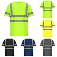 thumbnail image 1 of High Visibility Shirts Quick Dry Safety T Shirts with Reflective Strips and Pocket Short Sleeve Mesh Hi Vis Construction Work Class 2 Shirt for Men/Women Big and Tall Size 3XL-5XL Yellow, 1 of 5