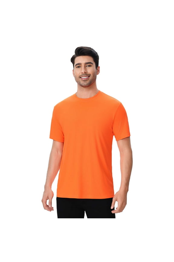 High Visibility Short Sleeve Safety T-Shirt for Men, Size-XL, Hi Vis Neon Orange Work Safety Shirt, 100% Polyester Work Safe Reflective Color tee