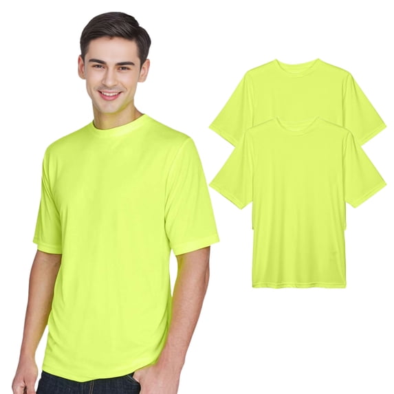 High Visibility Short Sleeve Workwear Tee, 100% Polyester Hi Vis Men's Zone Performance T-Shirt (Safety Yellow 2 Pack, 3XL)