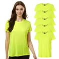 thumbnail image 1 of High Visibility Short Sleeve Workwear Tee, 100% Polyester Hi Vis Reflective Performance T-Shirts for Women (Neon Safety Yellow 5 Pack, 2XL), 1 of 7