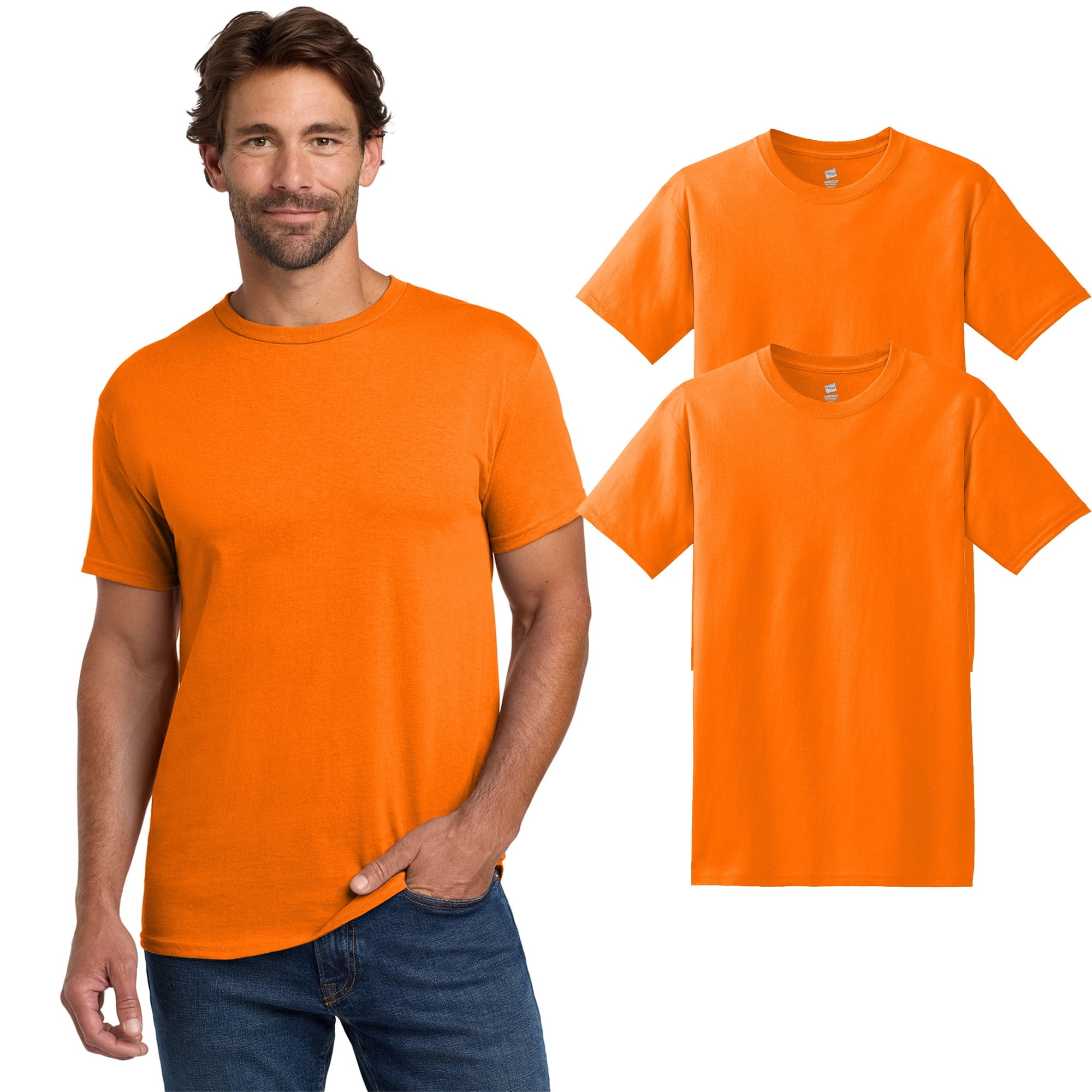 High Visibility T-Shirt, Safety Orange 2 Pack, Sizes S-5XL | Hanes
