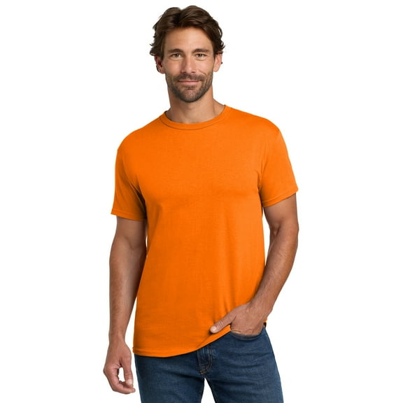 High Visibility T-Shirt, Safety Orange, Sizes S-5XL | Hanes Men Short Sleeve Crew Neck Hi Vis Work Wear