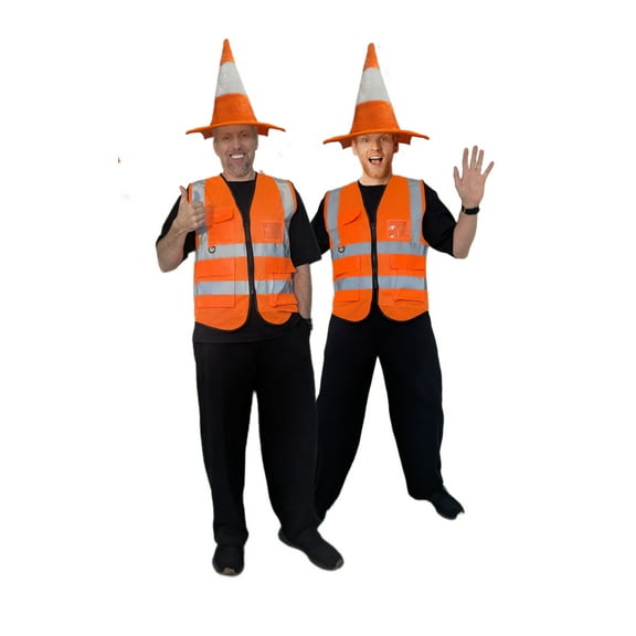 High-Visibility Traffic Cone Costume with Safety Vest One Size Fits Most, Fun & Functional