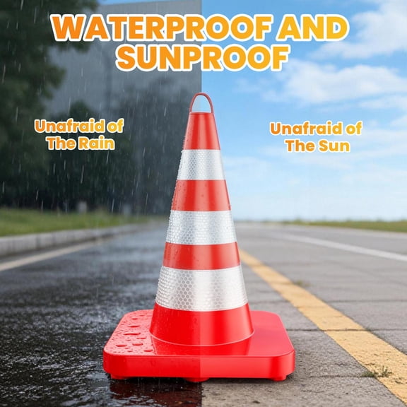 High Visibility Traffic Cones 36 Inch, Safety Cones 36 Inch with Reflective Collar, UV Resistant PVC Safety Cones for Highway Traffic Control