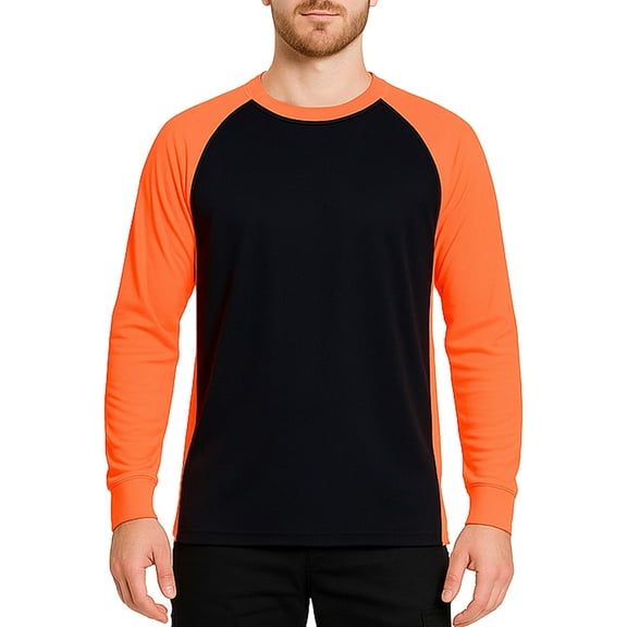 High Visibility Two Tone Long Sleeve Tee – Safety Shirt – Quick Dry Moisture-Wicking Polyester, XS–6XL