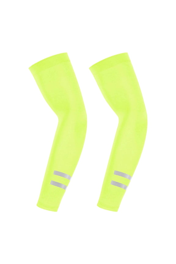 High Visibility UPF 50+ Cooling Arm Sleeves Yellow Unisex for Men Women Sun Protection Reflective Running Cycling,Size Free Size