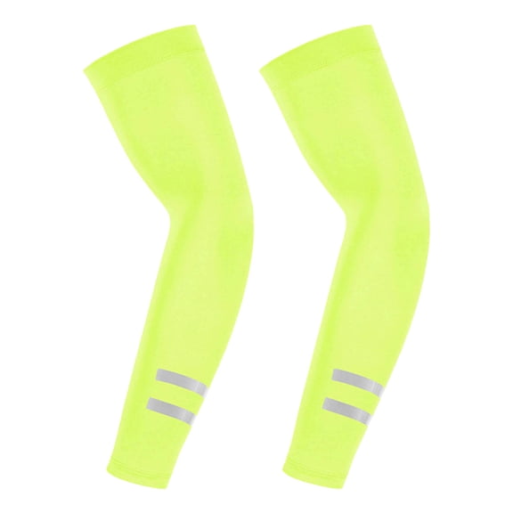 VONCOS High Visibility UPF 50+ Cooling Arm Sleeves Yellow Unisex for Men Women Sun Protection Reflective Running Cycling,Size Free Size