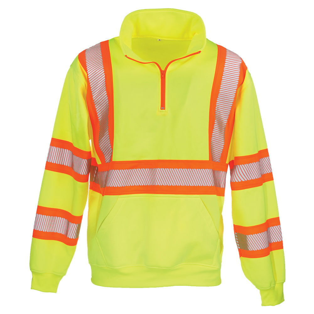 High Visibility Unisex Quarter Zip Sweatshirt, ANSI Class 3, Large, SAFEGEAR