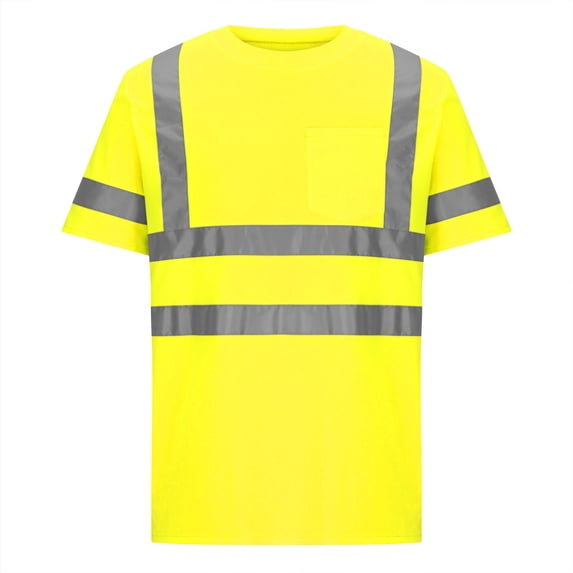 High Visibility Vest for Men Short Sleeve Safty Work T-Shirts with Reflective Stripes Construction Worker Silver Reflection Workwear
