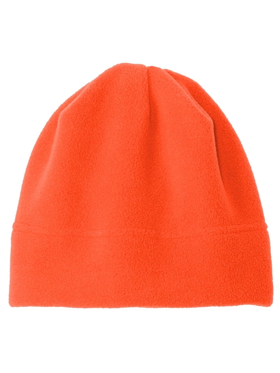 High Visibility Warm Plush Beanie Hat, Orange