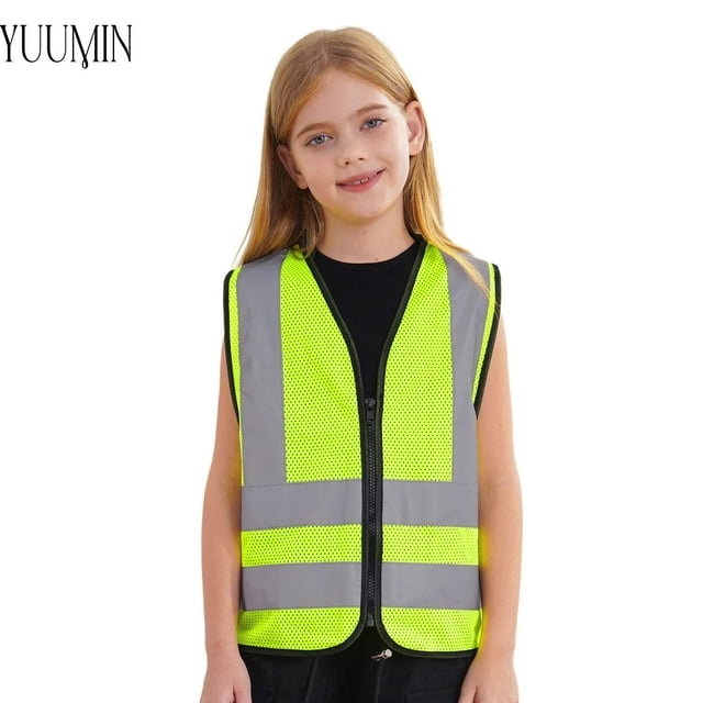 High Visibility Yellow Fluorescent Safety Vest for Kids 2024 MINRU