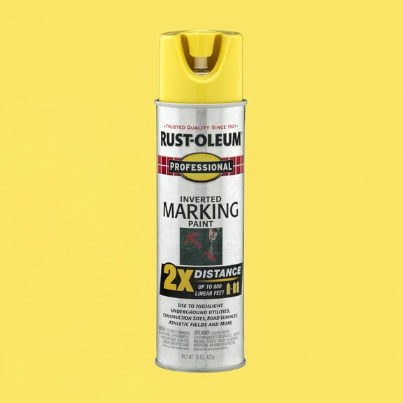 High Visibility Yellow, Rust-Oleum Professional Inverted Marking 2X Spray Paint-266577, 15 oz