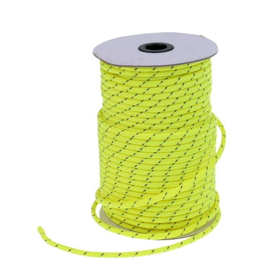 High Visible Fluorescent At Night Reflective Guyline Strong Nylon Tent Rope Camping Cord - 5mm In Diameter, 50m In Length - Green