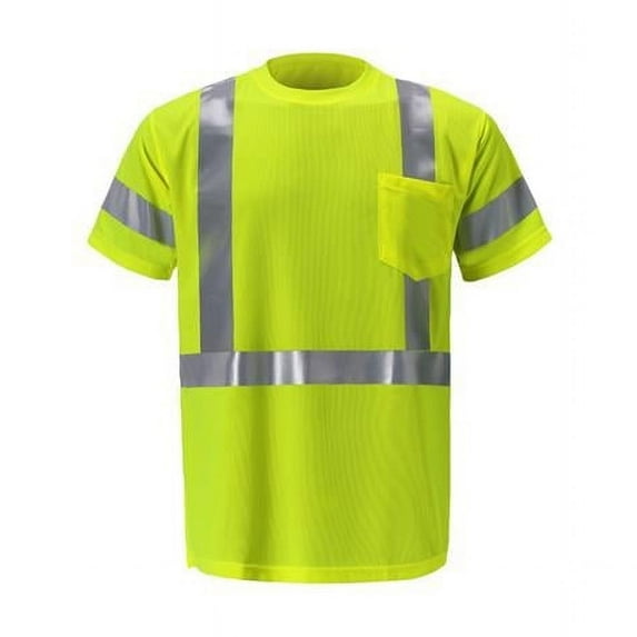 High-Viz Class 3 Short Sleeve Birdseye T-Shirt, Lime - 2XL