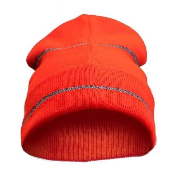High-Viz Knitted Cap with Reflective Stripes, Orange