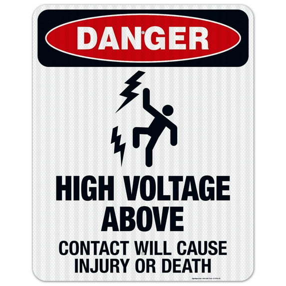 High Voltage Above Contact Will Cause Injury Or Death Sign, OSHA Danger Sign, (SI-3784) 24x30 Reflective Aluminum EGP