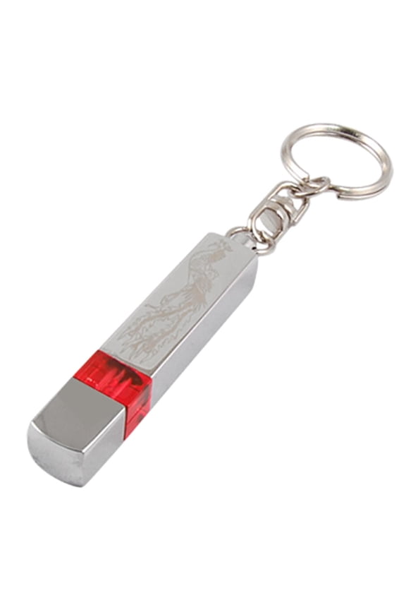 High Voltage Anti-Static Discharger Keyring Silver Tone Red