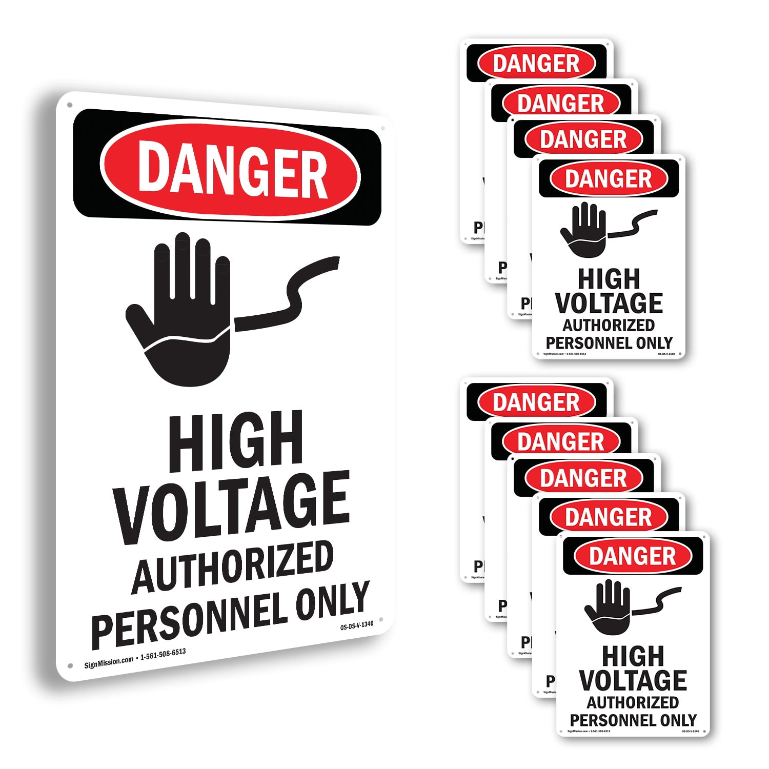 High Voltage Authorized OSHA Danger Rigid Plastic Sign 14 Inch x 10 ...