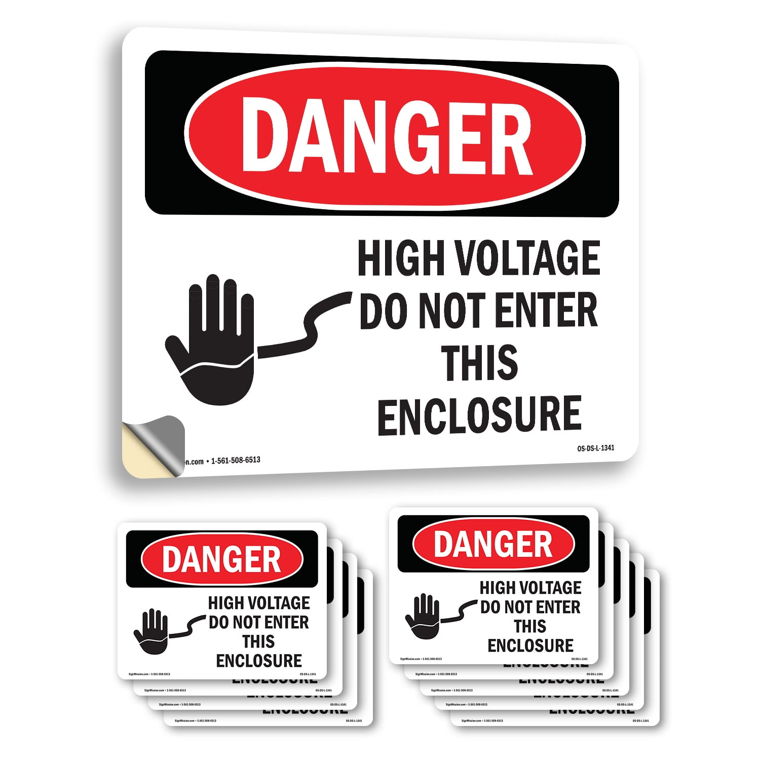 High Voltage Do Not Enter This Enclosure OSHA Danger Vinyl Decal Label ...