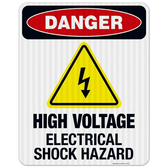 High Voltage Electrical Shock Hazard Sign, OSHA Danger Sign, 24x30 Reflective Aluminum EGP