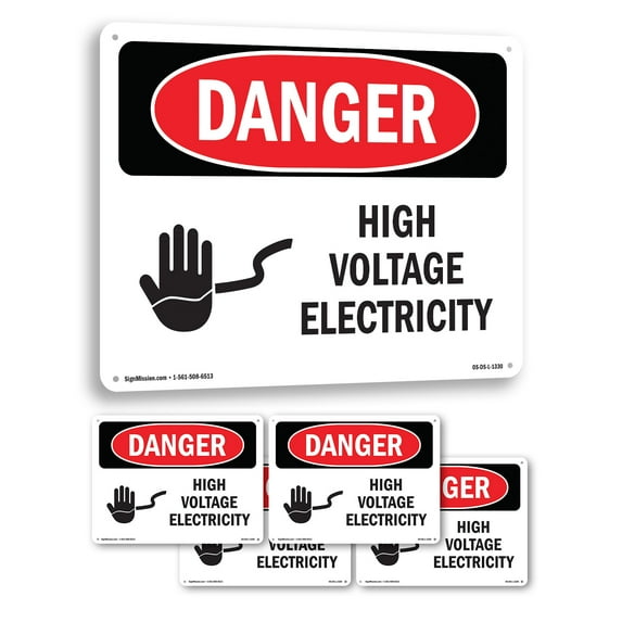 High Voltage Electricity OSHA Danger Aluminum Sign 24 Inch x 18 Inch - 5 Pack