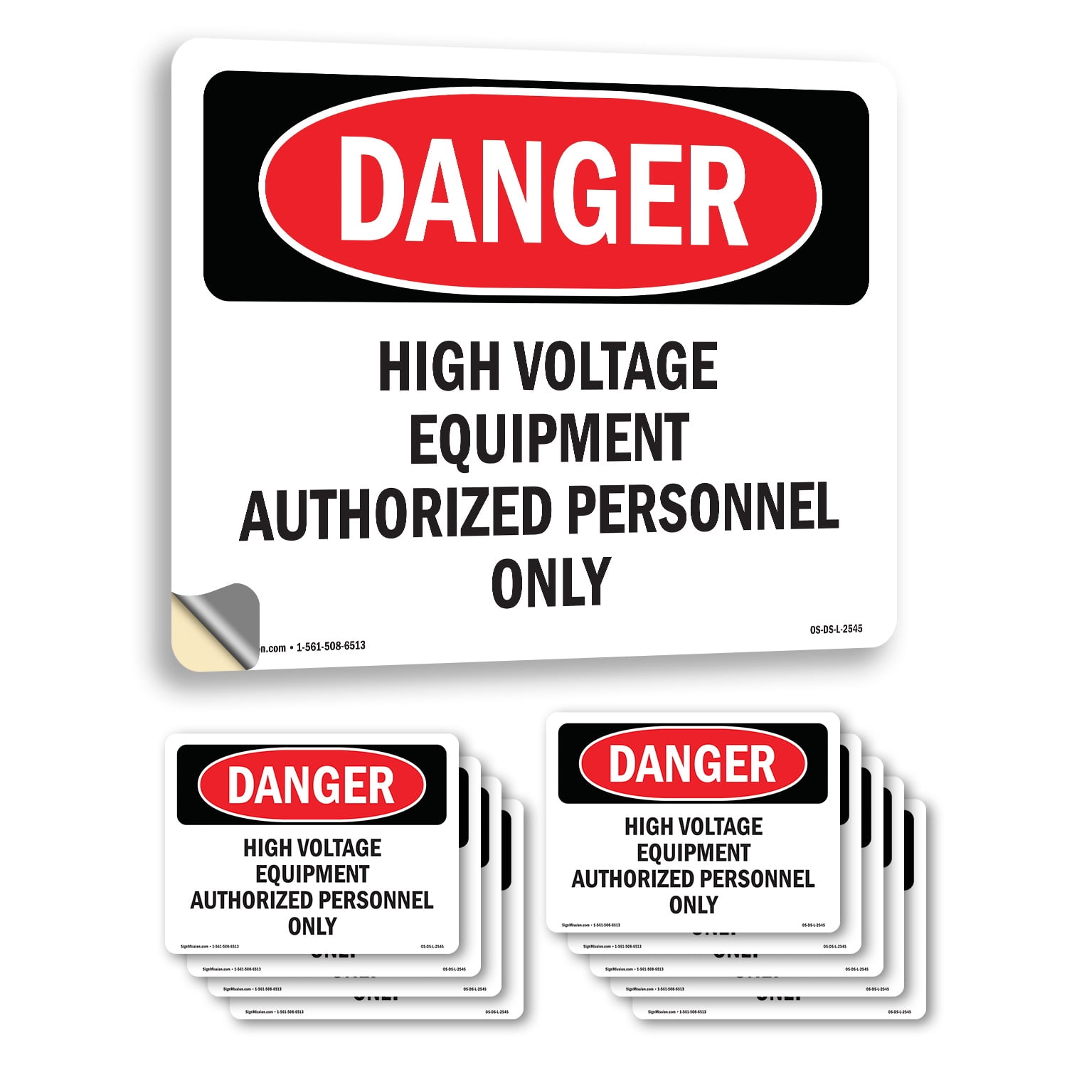 High Voltage Equipment Authorized Personnel Only OSHA Danger Vinyl ...