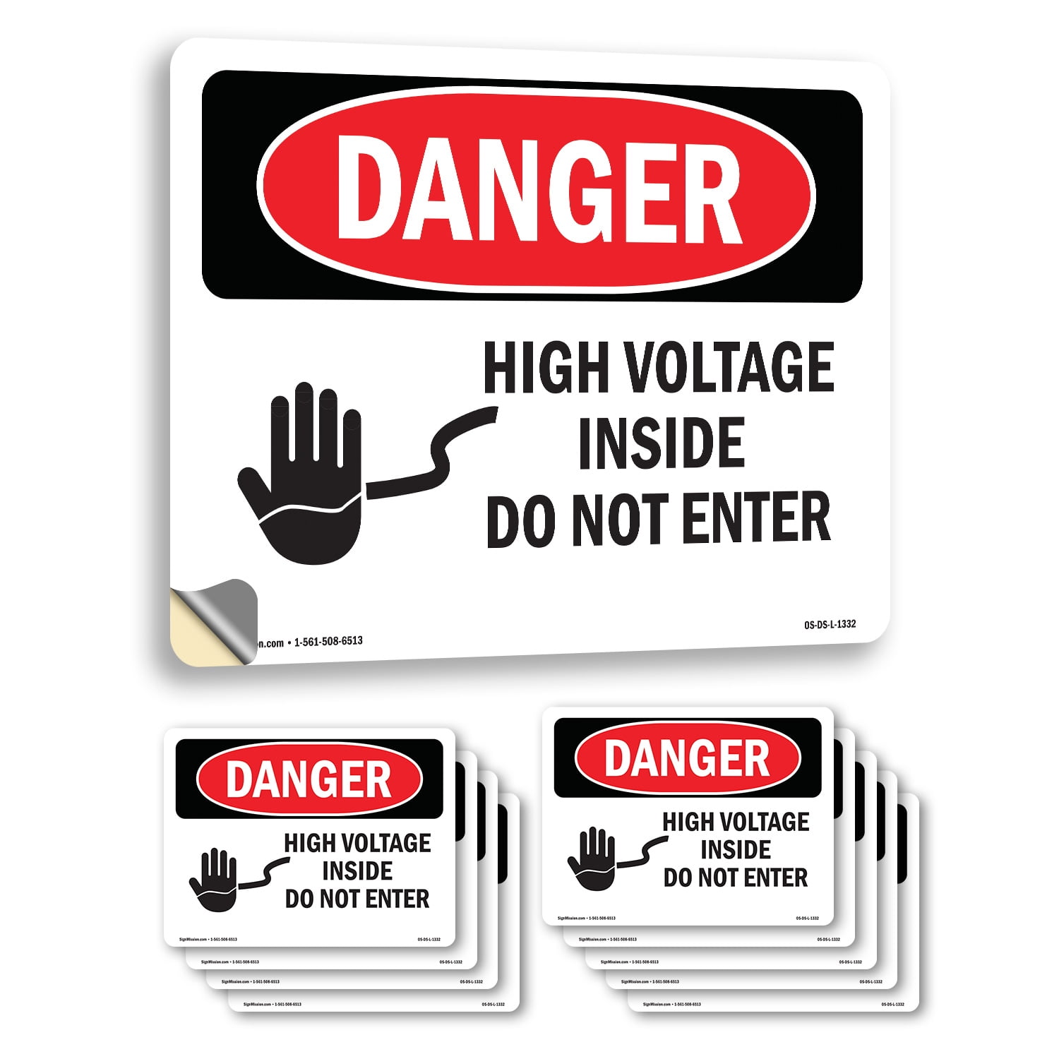 High Voltage Inside Do Not Enter OSHA Danger Vinyl Decal Label 10 Inch ...
