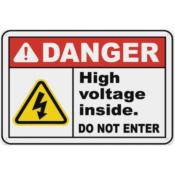High Voltage Inside Do Not Enter Tin Sign Warning Metal Sign Vintage Wall Decor for Home Farm Bar Coffee Shop Club Decoration 8x12 Inch