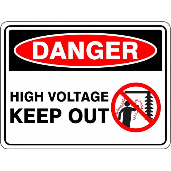 High Voltage Keep Out Symbol Danger Sign - 8"x12" Metal Tin Sign for Industrial Commercial Series, Electrical Zone, High Voltage Alert