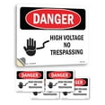 thumbnail image 1 of High Voltage No Trespassing OSHA Danger Vinyl Decal Label 24 Inch x 18 Inch - 5 Pack, 1 of 6