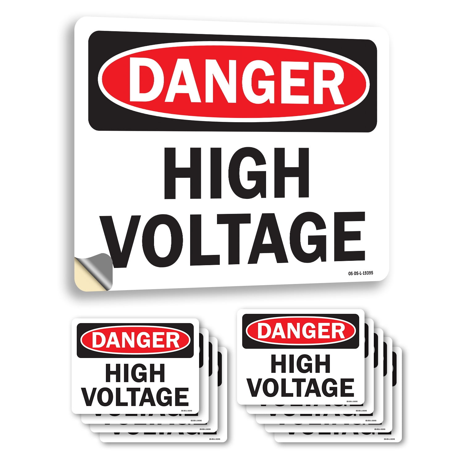 High Voltage OSHA Danger Vinyl Decal Label 10 Inch x 7 Inch - 10 Pack ...