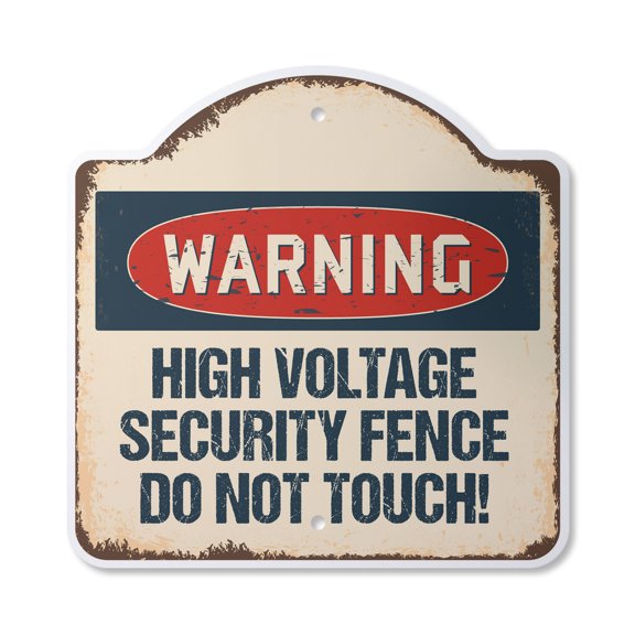 High Voltage Security Fence Do Not Touch 10” x 10” Sign | Indoor/Outdoor Plastic | SignMission Designer Electricity Novelty Gift Funny Joke Gag Road Garage