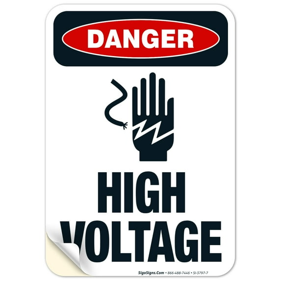 High Voltage Sign, OSHA Danger Sign, (SI-3797) 10x7 Vinyl Sticker