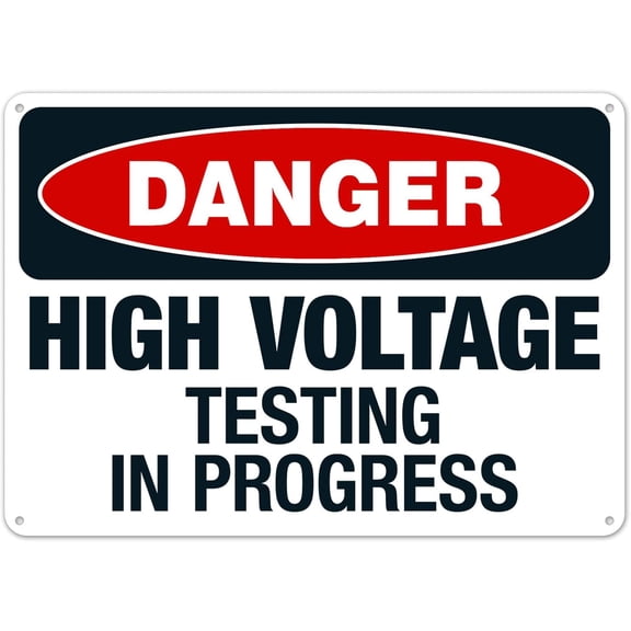 High Voltage Testing In progress Sign, OSHA Danger Metal Sign 12X8 Inches