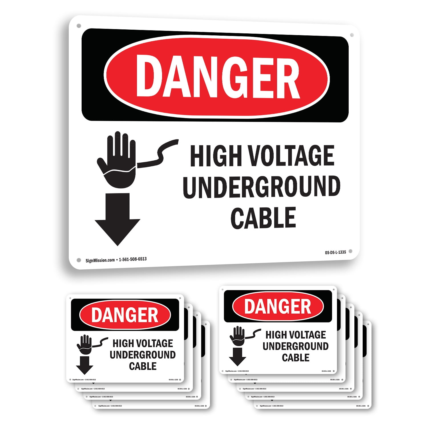 High Voltage Underground Cable OSHA Danger Aluminum Sign 18 Inch x 12 ...