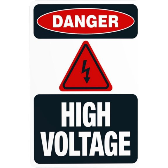 High Voltage Warning Sign, Security Safety Metal Signs, Vintage Caution Poster Wall Decor for Business Office Home Street Road Use 8 x 12 Inch