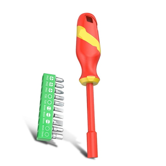 High Voltages Insulated Screwdriver Bit Set Electrician Tool Suitable for Various Dimensions Repair Multiple Screw Types