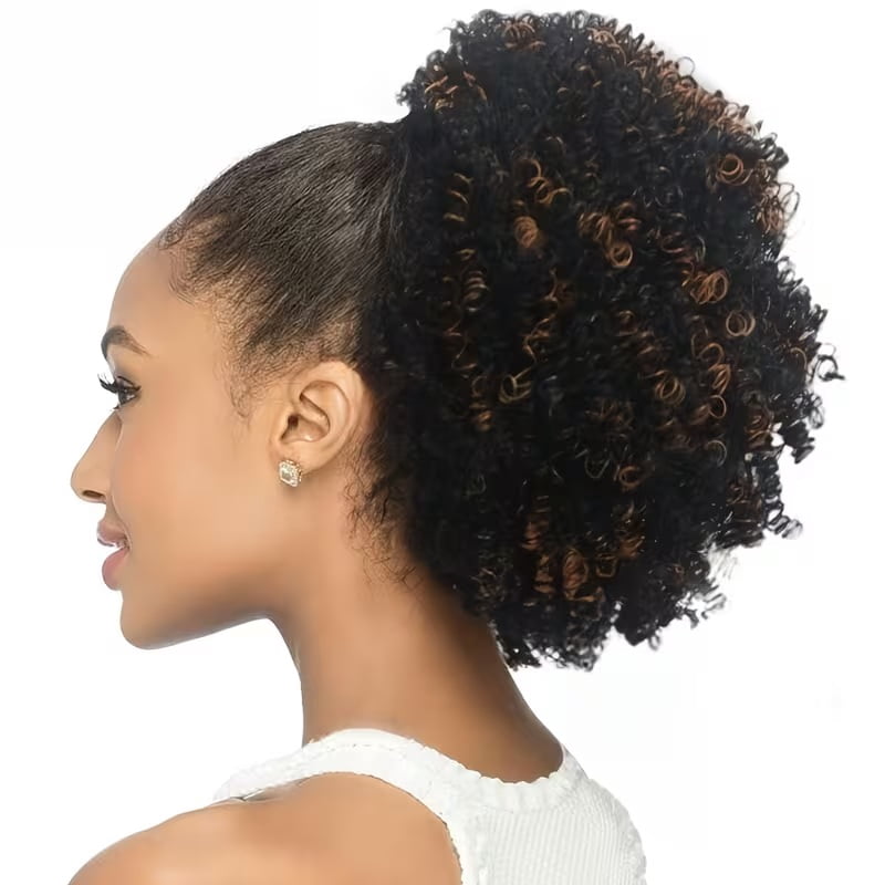 High Volume African Ponytail Short Curly Hair Bun - Elegant curly bun hair piece for every occasion