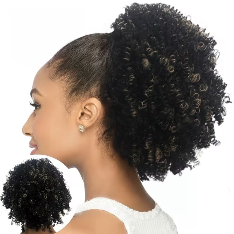 High Volume African Ponytail Short Curly Hair Bun - Elegant curly bun hair piece for every occasion