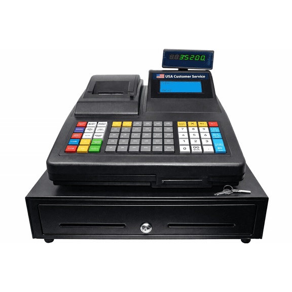 Cash Register, 8500 Plu Capacity, 64-Key Layout, Large Display, Steel Cash Drawe